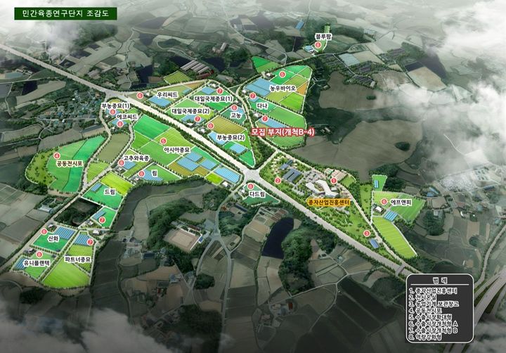 [세종=뉴시스] 한국농업기술진흥원은 전북 김제시 민간육종연구단지에 입주할 우수 종자기업 1곳을 추가 모집한다고 7일 밝혔다. 사진은 민간육종연구단지 조감도. (사진=농진원 제공) 2025.07.07. photo@newsis.com *재판매 및 DB 금지