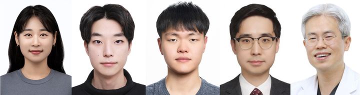 (왼쪽부터) 우세린 연구교수, 황승하 연구원, 조재형 연구원, 연동건 교수, 이상열 교수 등 경희대 연구팀이 이번 연구를 수행했다. (사진=경희대 제공) *재판매 및 DB 금지