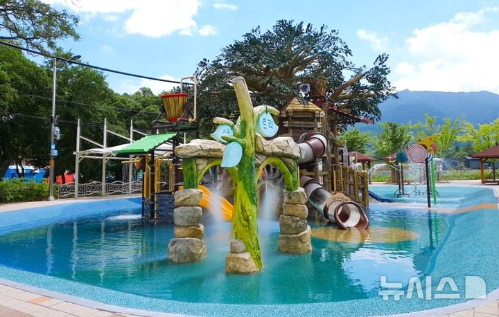 [포항=뉴시스] 송종욱 기자 = 경북 포항시가 이달 1일 침촌근린공원 물놀이터 문을 연 데 이어 12일 형산강·포은 어린이 물놀이장을, 15일 철기문화·도음산·양덕 한마음다목적공원 물놀이장을 개장한다. 사진은 북구 기계면 농경철기문화 테마공원 물놀이장 전경. (사진=포항시 제공) 2025.0