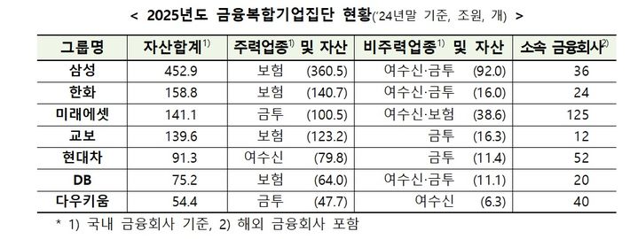 2025년도 금융복합기업집단. (사진=금융위원회 제공) photo@newsis.com *재판매 및 DB 금지