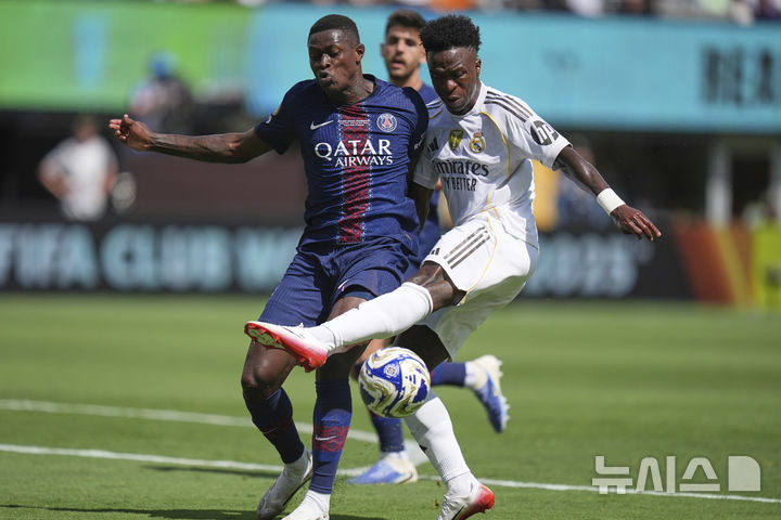 [이스트 루더포드=AP/뉴시스]레알 마드리드 축구스타 비니시우스. 2025.07.09