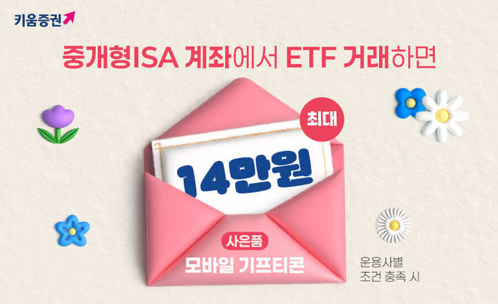 키움증권, 중개형ISA로 ETF 거래하면 최대14만원 혜택
