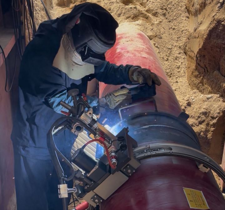 [세종=뉴시스] 한국가스공사는 10일 천연가스 공급시설 건설 사업에서 국내 최초로 천연가스 배관에 자동 용법 공법을 적용했다고 밝혔다. (사진=가스공사) 2025.07.10. photo@newsis.com *재판매 및 DB 금지