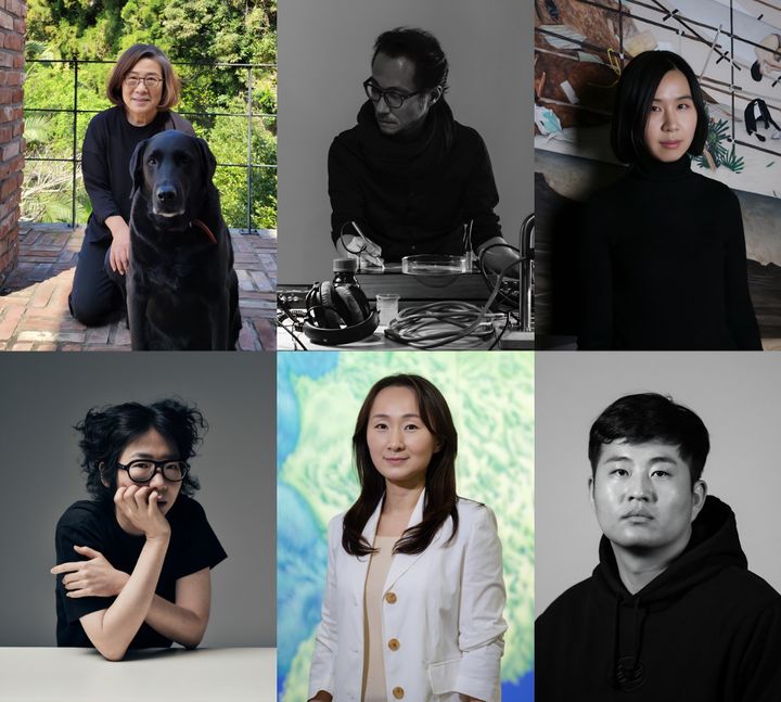 샤넬코리아X프리즈 나우&넥스트 예술가 6인_상단 왼쪽부터 김보희, 김윤철, 이진주 하단 왼쪽부터 전소정, 정유미, 임노식 *재판매 및 DB 금지