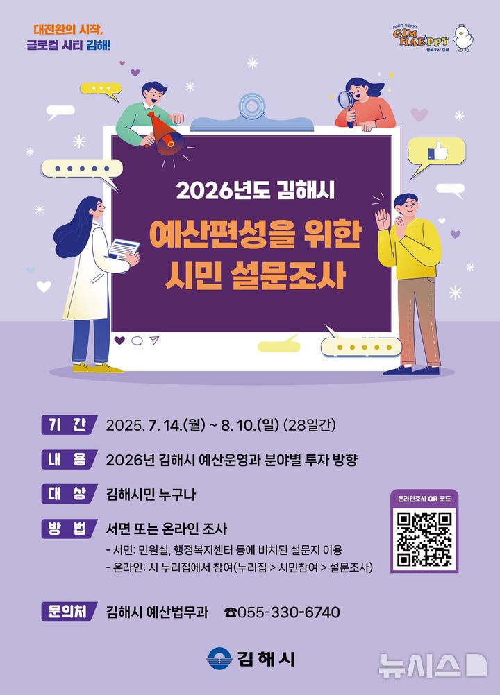 [김해=뉴시스]김해시, 내년 예산편성 시민의견 설문조사. (사진=김해시 제공). 2025.07.11. photo@newsis.com 