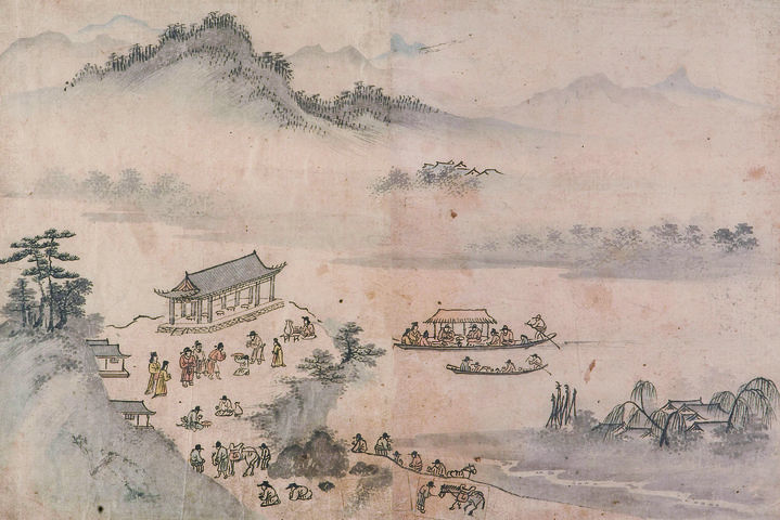 [서울=뉴시스] 한강가 제천정에서 벌어진 중국 사신의 송별회를 그린 '무진추한강음전도'. 2025.07.11 (사진 제공=서울시) photo@newsis.com *재판매 및 DB 금지