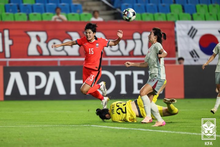 [서울=뉴시스] 한국 여자 축구 국가대표팀의 전유경. (사진=대한축구협회 제공) *재판매 및 DB 금지