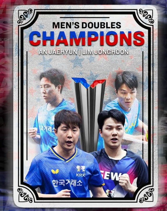 [서울=뉴시스] 2025 월드테이블테니스(WTT) 미국 스매시 남자복식에서 우승한 임종훈-안재현 조. (사진=WTT SNS 캡처) *재판매 및 DB 금지