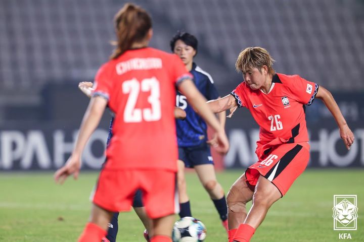 [화성=뉴시스]여자축구대표팀 김민지. (사진=대한축구협회 제공)
