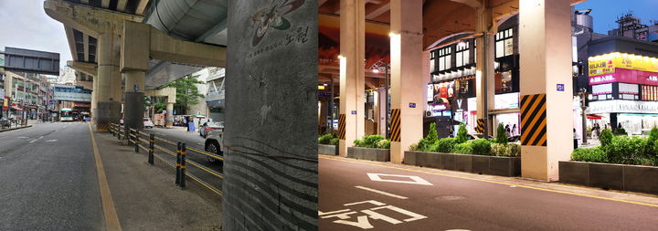 [서울=뉴시스] 그린아트길 조성 전,후 비교. 2025.07.14. (사진=노원구 제공) *재판매 및 DB 금지