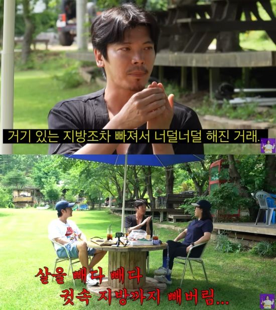 [서울=뉴시스] 배우 김성오가 영화 촬영을 위해 극단적인 다이어트에 도전했던 경험을 털어놨다. (사진=유튜브 채널 '김숙티비' 캡처) 2025.07.15. photo@newsis.com  *재판매 및 DB 금지