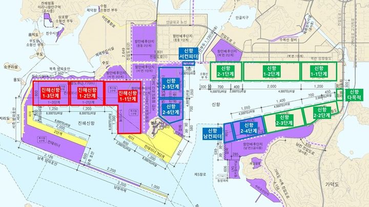 [부산=뉴시스] 부산항 신항 및 진해신항 선석 위치도. (사진=부산지방해양수산청 제공) 2025.07.15. photo@newsis.com *재판매 및 DB 금지