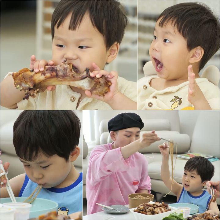 [서울=뉴시스] 전 펜싱 국가대표 선수 김준호 둘째 정우가 오는 16일 방송하는 KBS 2TV 예능 프로그램 '슈퍼맨이 돌아왔다'에서는 생애 처음으로 족발을 먹는다. (사진=KBS 2TV '슈퍼맨이 돌아왔다' 제공 ) 2025.07.15. photo@newsis.com *재판매 및 DB 금지