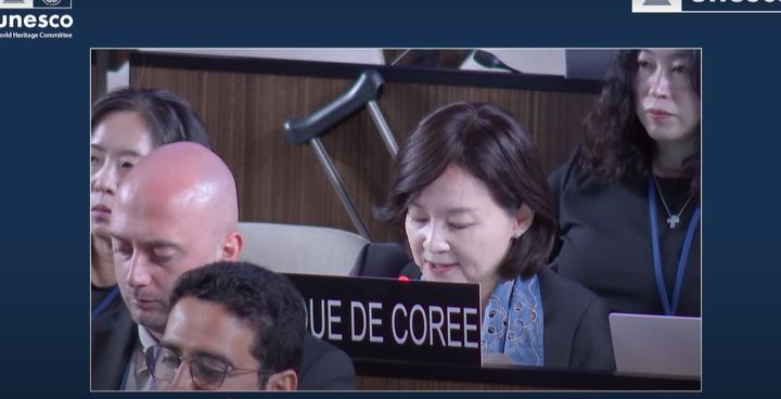 [서울=뉴시스]박상미 주유네스코 한국대사 자료사진. (사진 출처=유네스코 세계유산위원회 중계화면 캡처) 2025.07.15 *재판매 및 DB 금지