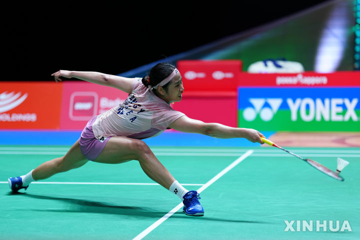 [도쿄=신화/뉴시스] 세계배드민턴연맹(BWF) 월드투어 슈퍼 750 일본오픈에 출전한 배드민턴 여자단식 세계랭킹 1위 안세영. 2025.07.15.