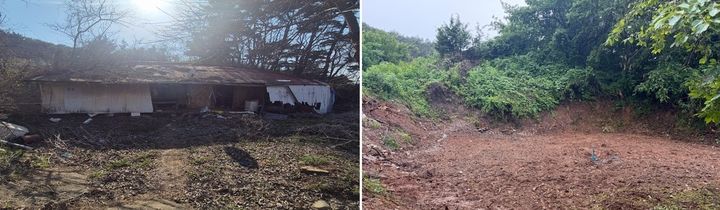 [태안=뉴시스] 최근 태안군이 진행한 안면읍 한 빈집 철거 전(왼쪽)·후 모습. (사진=태안군 제공) 2025.07.16. photo@newsis.com *재판매 및 DB 금지