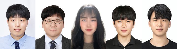 [부산=뉴시스] 부산대학교는 응용화학공학부 김채빈 교수 연구팀이 한양대 유기나노공학과 위정재 교수, 동의대 화학공학과 정소담 교수 연구팀 등과의 공동연구로 자기장과 빛을 이용해 정밀하게 제어할 수 있는 상어 피부 모사 마이크로 구조체 개발에 성공했다고 17일 밝혔다. 김채빈(왼쪽부터), 위정재, 정소담, 윤여명, 문호준. (사진=부산대 제공) 2025.07.17. photo@newsis.com&nbsp; *재판매 및 DB 금지