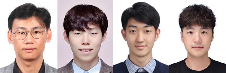 [대구=뉴시스] 대구경북과학기술원(DGIST) 에너지공학과 이주혁 교수(왼쪽부터), 이철재 석박사통합과정생, 양준영 석사과정생, 삼성전자 생산기술연구소 승완철 박사.(사진=DGIST 제공) 2025.07.17. photo@newsis.com *재판매 및 DB 금지
