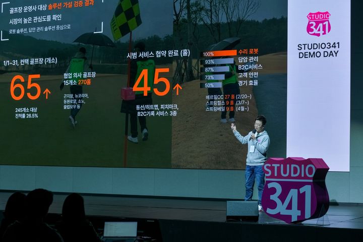 [서울=뉴시스]LG전자가 스타트업 육성 프로그램 '스튜디오341' 두 번째 시즌을 통해 혁신 아이디어를 선정하고 육성에 나섰다. 사진은 지난해 첫 번째 시즌에서 선정된 스타트업이 데모데이를 진행하는 모습. (사진=LG전자 제공) photo@newsis.com *재판매 및 DB 금지