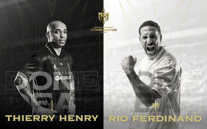 [서울=뉴시스] 넥슨이 주최하는 '2025 아이콘매치: 창의 귀환, 반격의 시작'에 티에리 앙리(왼쪽)와 리오 퍼디난드가 출전한다고 17일 밝혔다. (사진=넥슨 제공) *재판매 및 DB 금지