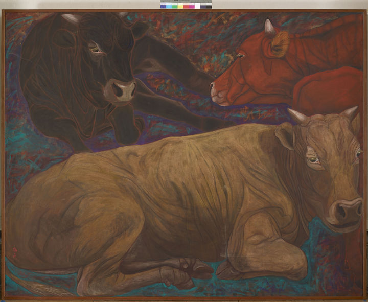 이숙자 푸른 보리밭-황소 2010 5배접 순지에 암채 160.2x130.3cm 작가소장 *재판매 및 DB 금지