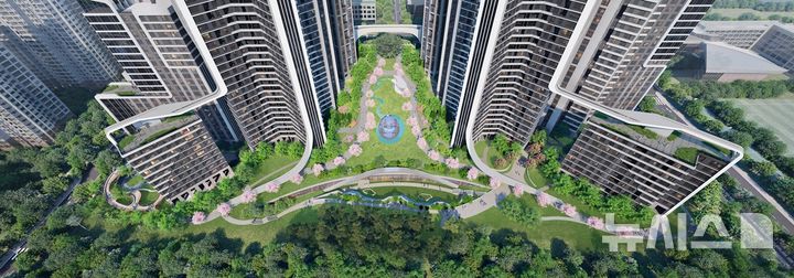 [서울=뉴시스] 래미안 루미원, 초대형 중앙광장 '파라마운트 밸리(PARAMOUNT VALLEY).