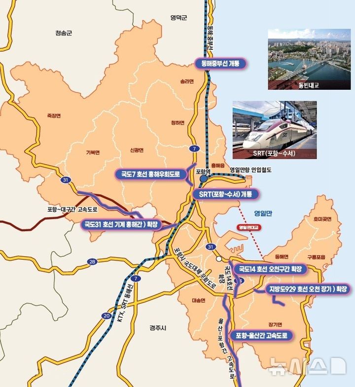 [포항=뉴시스] 경북 포항시 광역 교통망 확충 사업 현황도. (사진=포항시 제공) 2025.07.17. photo@newsis.com