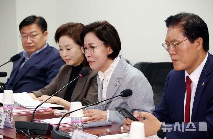 [서울=뉴시스] 조성봉 기자 = 이인선 국회 여성가족위원장이 17일 서울 여의도 국회 의원회관 간담회의실 열린 '성평가족부 추진에 대한 헌법적, 사회문화적 쟁점과 과제' 토론회에서 발언을 하고 있다. 2025.07.17. suncho21@newsis.com