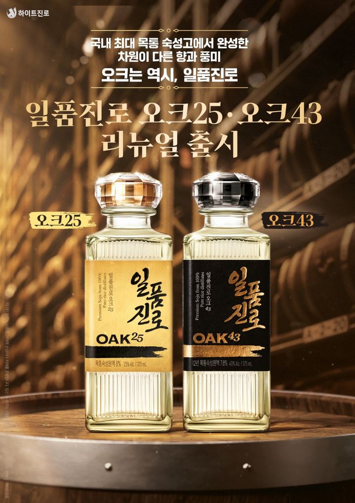 [서울=뉴시스] 일품진로 오크25, 오크43 리뉴얼 출시 포스터.(사진=하이트진로 제공) *재판매 및 DB 금지