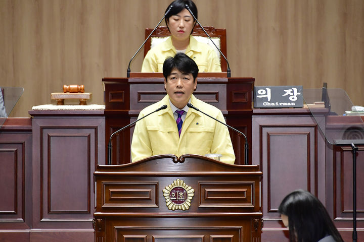 5분 발언하는 강수훈 광주시의원. (사진=광주시의회 제공) *재판매 및 DB 금지