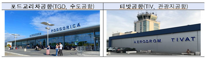 [서울=뉴시스] 사진은 몬테네그로 수도공항인 포드고리차 공항(왼쪽)과 휴양지인 티밧공항의 모습. 2025.07.21. (사진=인천공항공사 제공) photo@newsis.com *재판매 및 DB 금지