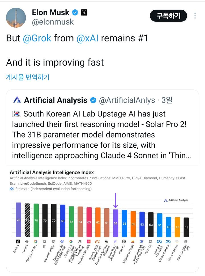 일론 머스크의 X 게시글 *재판매 및 DB 금지