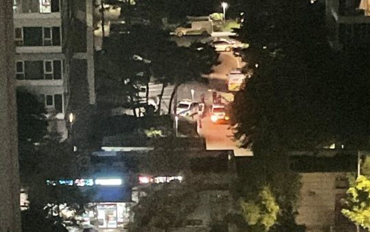 [인천=뉴시스] 총기 사고가 발생한 20일 오후 인천 연수구 송도국제도시의 한 아파트 모습. (사진=온라인커뮤니티 갈무리) 2025.07.21. photo@newsis.com  *재판매 및 DB 금지 *재판매 및 DB 금지