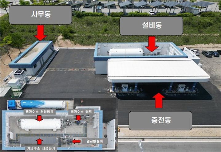 [춘천=뉴시스] 21일 춘천시는 지난 2022년 국토교통부의 수소교통 복합기지 구축사업으로 국비 70억원 등 총사업비 100억원이 투입된&nbsp; 춘천 동내면 화물차 공영차고지 내 춘천 첫 액화수소 충전소가 오는 25일 문을 연다 고 밝혔다. 춘천시 제공.&nbsp; *재판매 및 DB 금지