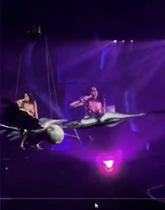 [뉴시스] 케이티 페리가 공연 중 공중 퍼포먼스를 하는 모습. (영상=) 2025.7.21 *재판매 및 DB 금지 *재판매 및 DB 금지