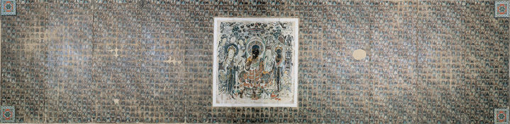 45#樹下設法圖千佛 圖 2003 황토 마 안료 석채 금박 244x991cm (1) *재판매 및 DB 금지