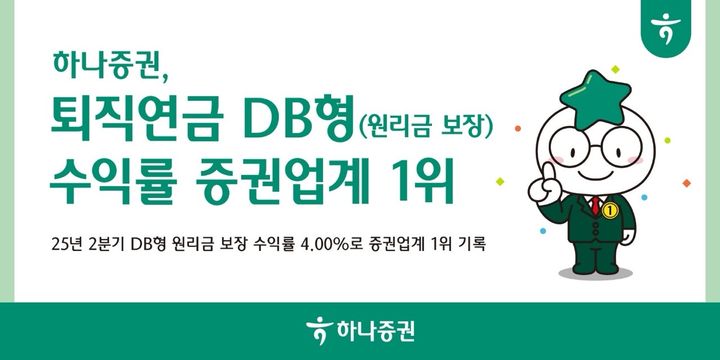 하나증권 "퇴직연금 DB형 수익률 증권업계 1위 기록"