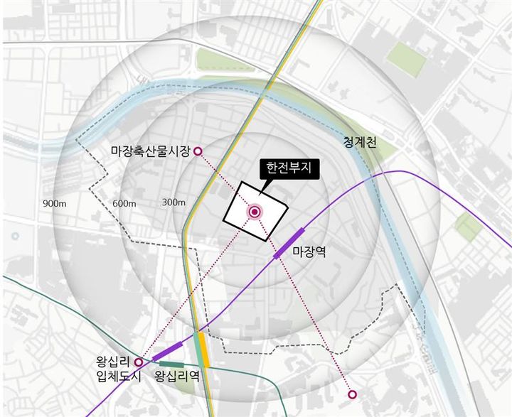 마장동 한전물류센터 부지 위치도. (사진=BS그룹 제공) *재판매 및 DB 금지