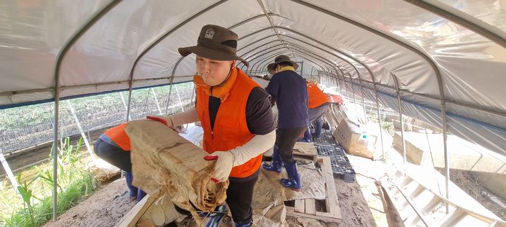 [부산=뉴시스] 부산시교육청이 23일 산청군 일대 수해현장을 방문해 복구 작업을 하고 있다. (사진=부산시교육청 제공) 2025.07.23. photo@newsis.com *재판매 및 DB 금지