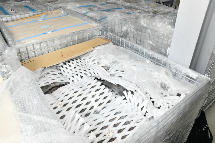 [파주=뉴시스] 23일 경기 파주시 전통건축수리기술진흥재단 수장고에 공개된 관월당 해체 부재 (사진=국가유산청 제공) 2025..07.23. photo@newsis.com *재판매 및 DB 금지