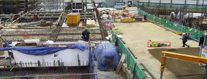 [서울=뉴시스]AI 영상검지기 예시 화면(작업자 쓰러짐)