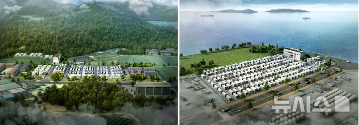 [서울=뉴시스] (왼쪽부터) (가칭)전남 고흥 BESS 조감도, (가칭)전남 광양 BESS 조감도.