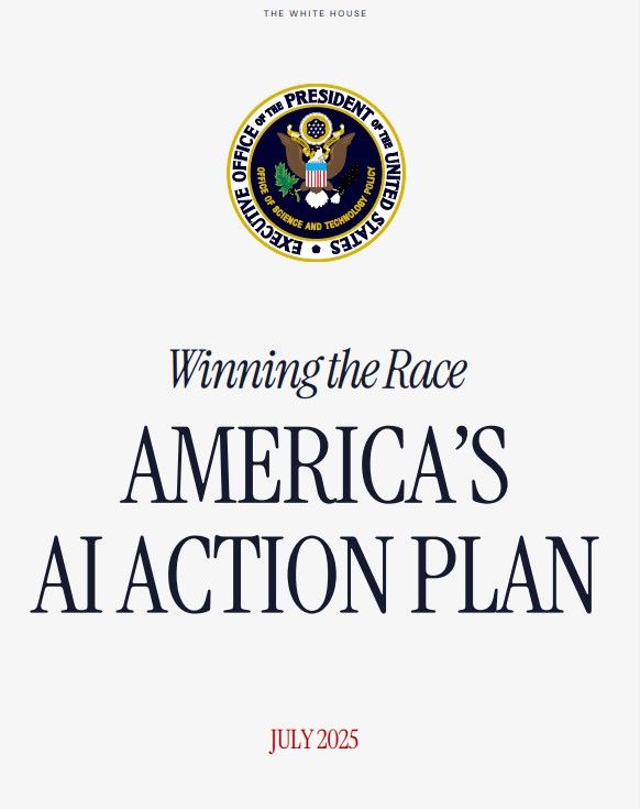 [서울=뉴시스] 미국 백악관이 지난 23일(현지 시간) 발표한 'AI 행동 계획' 표지. 2025.07.27. *재판매 및 DB 금지