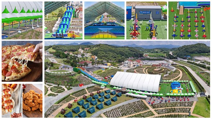 [임실=뉴시스] '2025 임실 아쿠아 페스티벌'이 열리는 임실치즈테마파크의 물놀이시설과 편의시설, 먹거리 등이 모습. *재판매 및 DB 금지