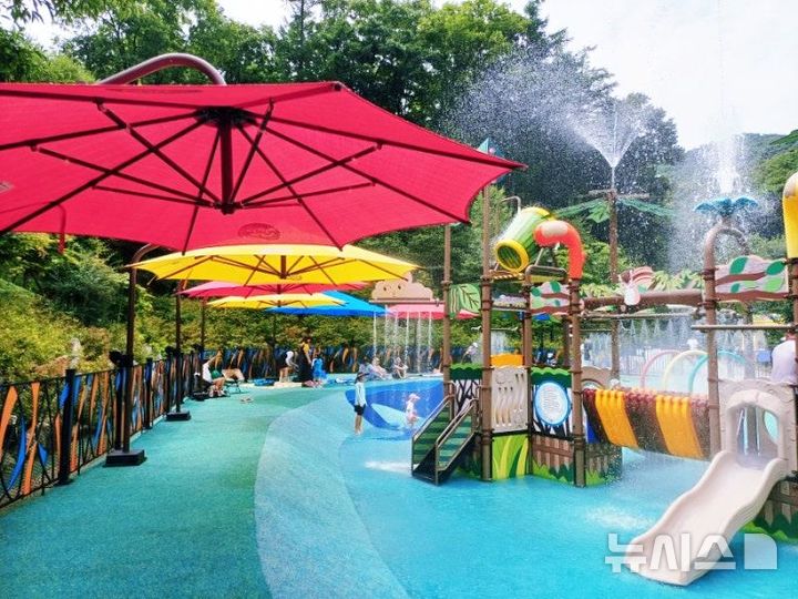 [진천=뉴시스] 생거진천자연휴양림 어린이물놀이장 모습.