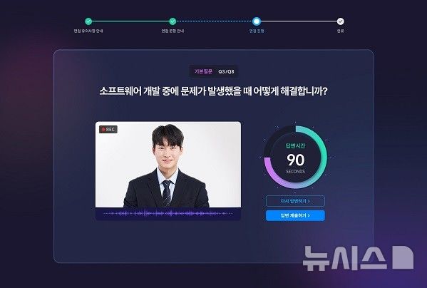 [서울=뉴시스] 국내 최초의 대화형 AI 면접 서비스 무하유의 '몬스터'. (사진= 무하유 제공)