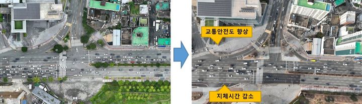 부산진구 연지삼거리 교차로 개선 전후 비교. (사진=한국도로교통공단 제공) *재판매 및 DB 금지