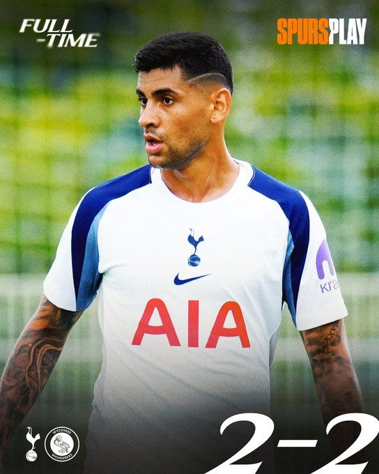 [서울=뉴시스]토트넘, 3부리그 위컴과 프리시즌 친선전 2-2 무승부. (사진=토트넘 소셜미디어 캡처) 2025.07.26. photo@newsis.com *재판매 및 DB 금지