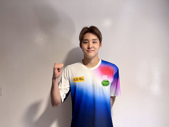 [서울=뉴시스] 2025 싱가포르 세계수영선수권대회 남자 자유형 400m 결승에 진출한 김우민. (사진 = 올댓스포츠 제공) *재판매 및 DB 금지