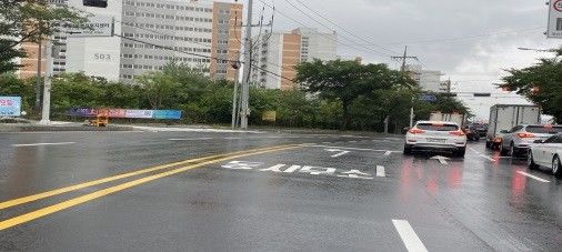 치악로 태장1동 좌회전 진입로 설치 모습. *재판매 및 DB 금지